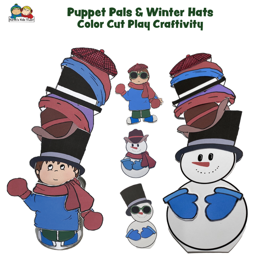 Puppet Pals and Winter Hats Craftivity Free Template (Karen's Kids Printables)