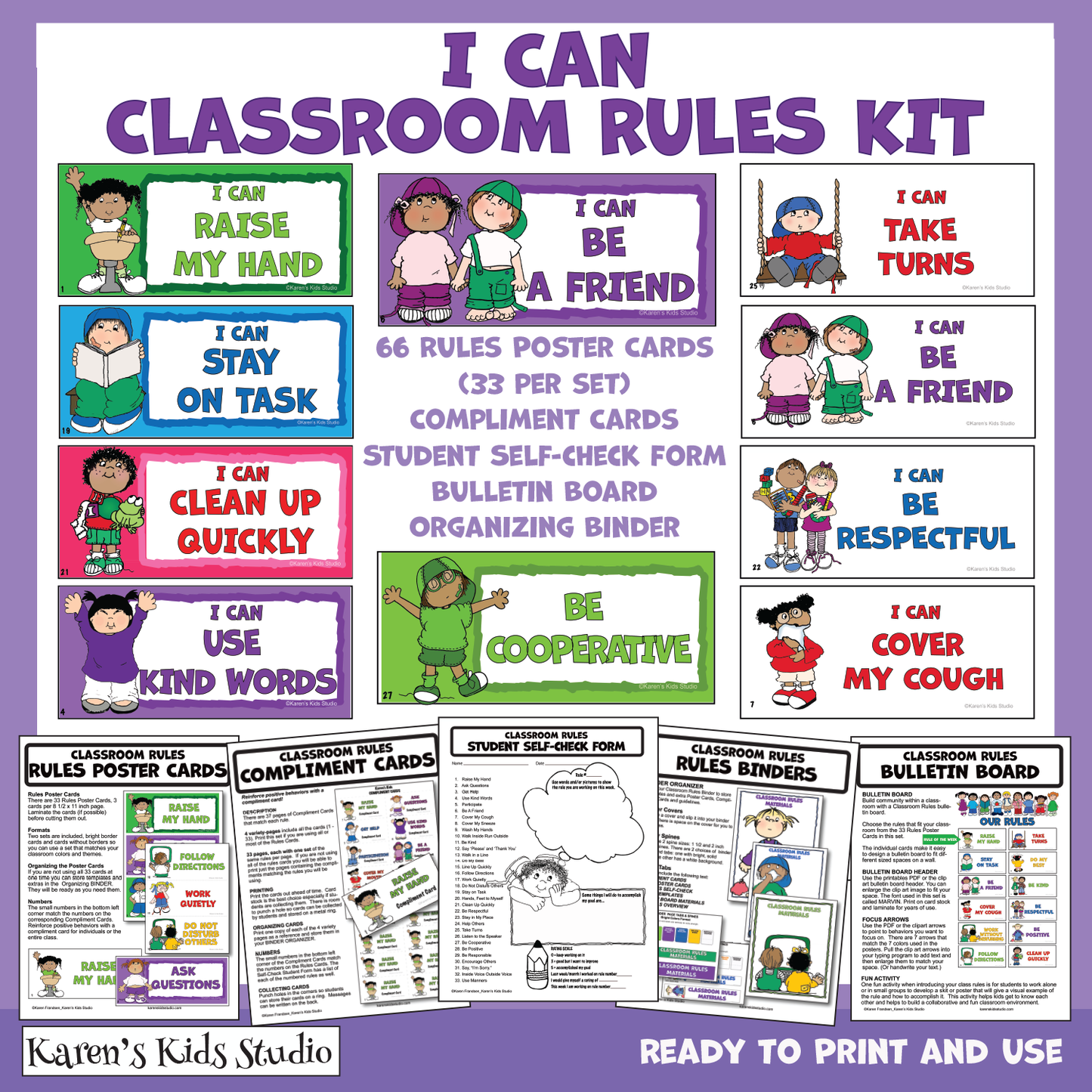 CLASSROOM EXPECTATIONS_RULES Bulletin Board I CAN Language (Karen's Kids Printables)