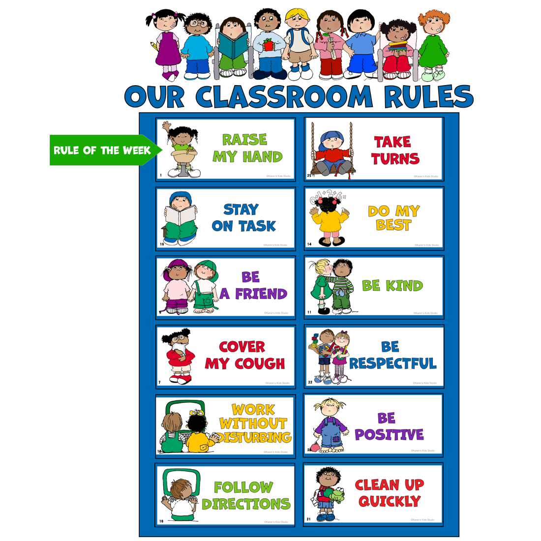 CLASSROOM RULES Bulletin Board Set with I CAN Language (Karen's Kids P ...