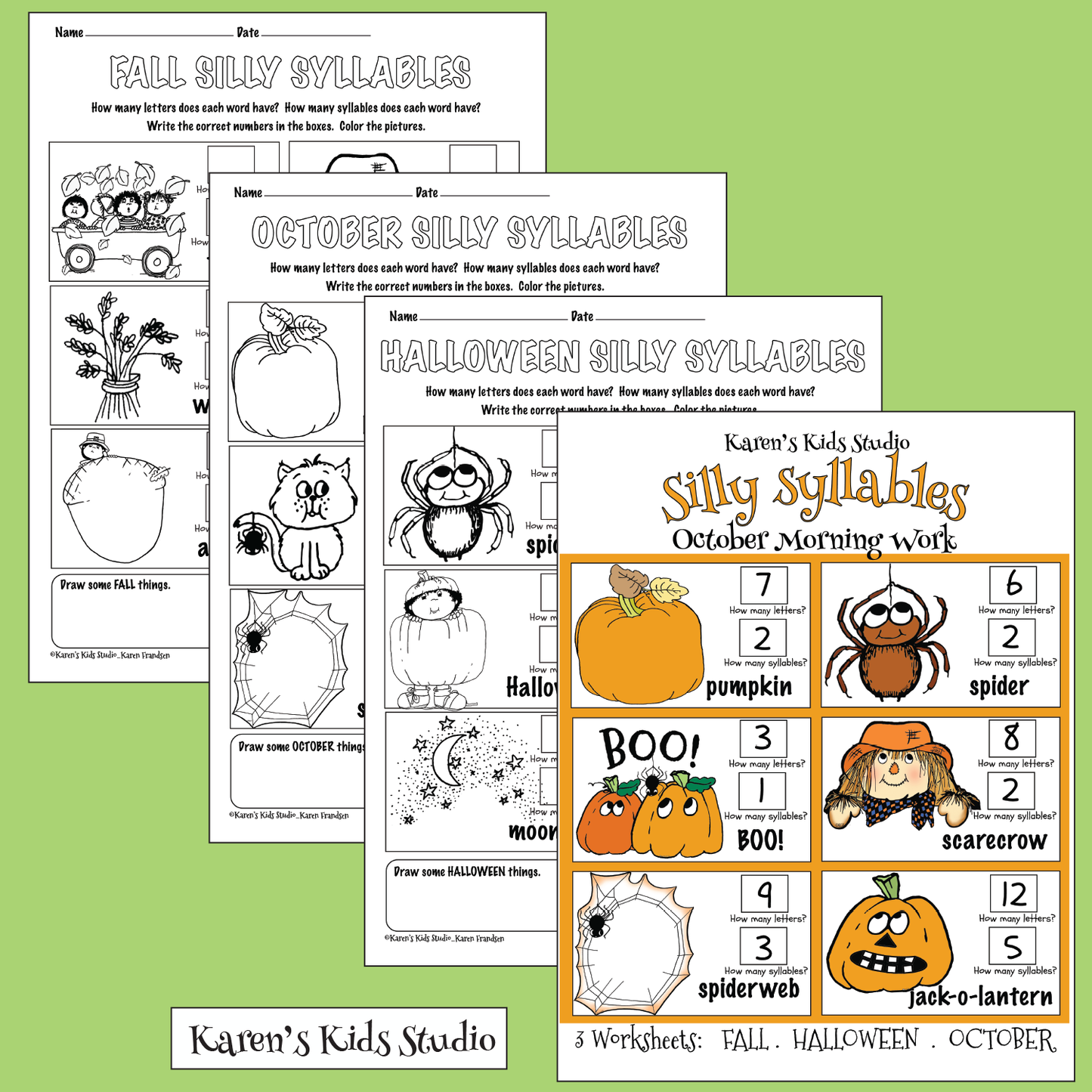 Worksheets SILLY SYLLABLES Phonics Worksheets (Karen's Kids Printables)