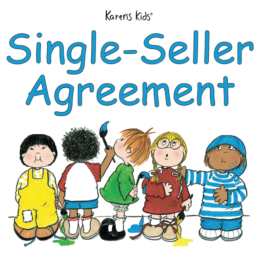 Single-Seller Agreement images with 5 kids painting the title.