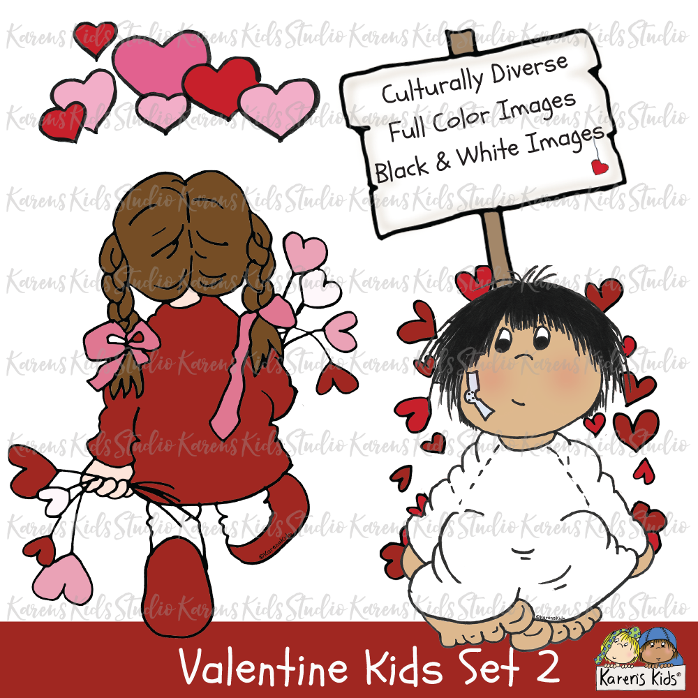 Cute girl with valentine bouquet, valentine angel, multicultural kids with valentines